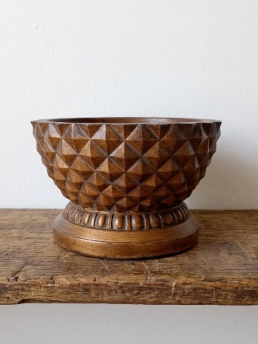 Vintage Resin Pineapple Planter Pedestal Bowl Felt Lined Verdigris Gold MCM 7"